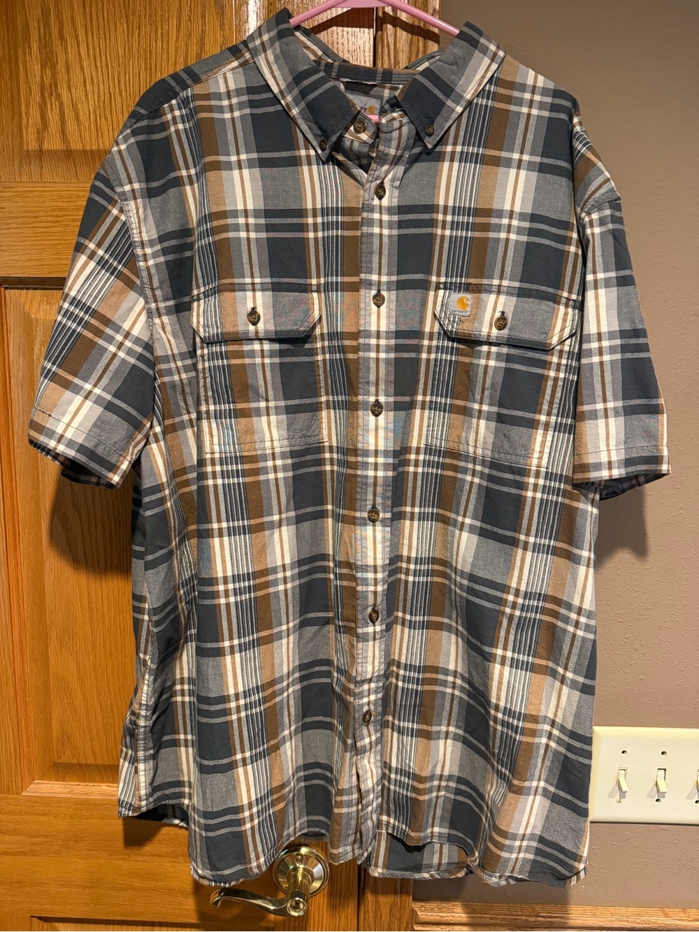 Carhartt Short-Sleeve Plaid Button-Down Shirt - Blue, Gray, Tan, White